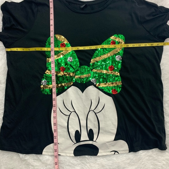 SOLD Disney Christmas Minnie Mouse Sequin Bow Tee - Picture 7 of 8